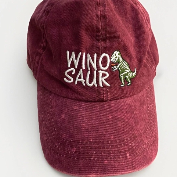 David And Young Burgundy Adjustable ‘Wino Saur’ Embroidered Baseball Cap - Picture 1 of 5